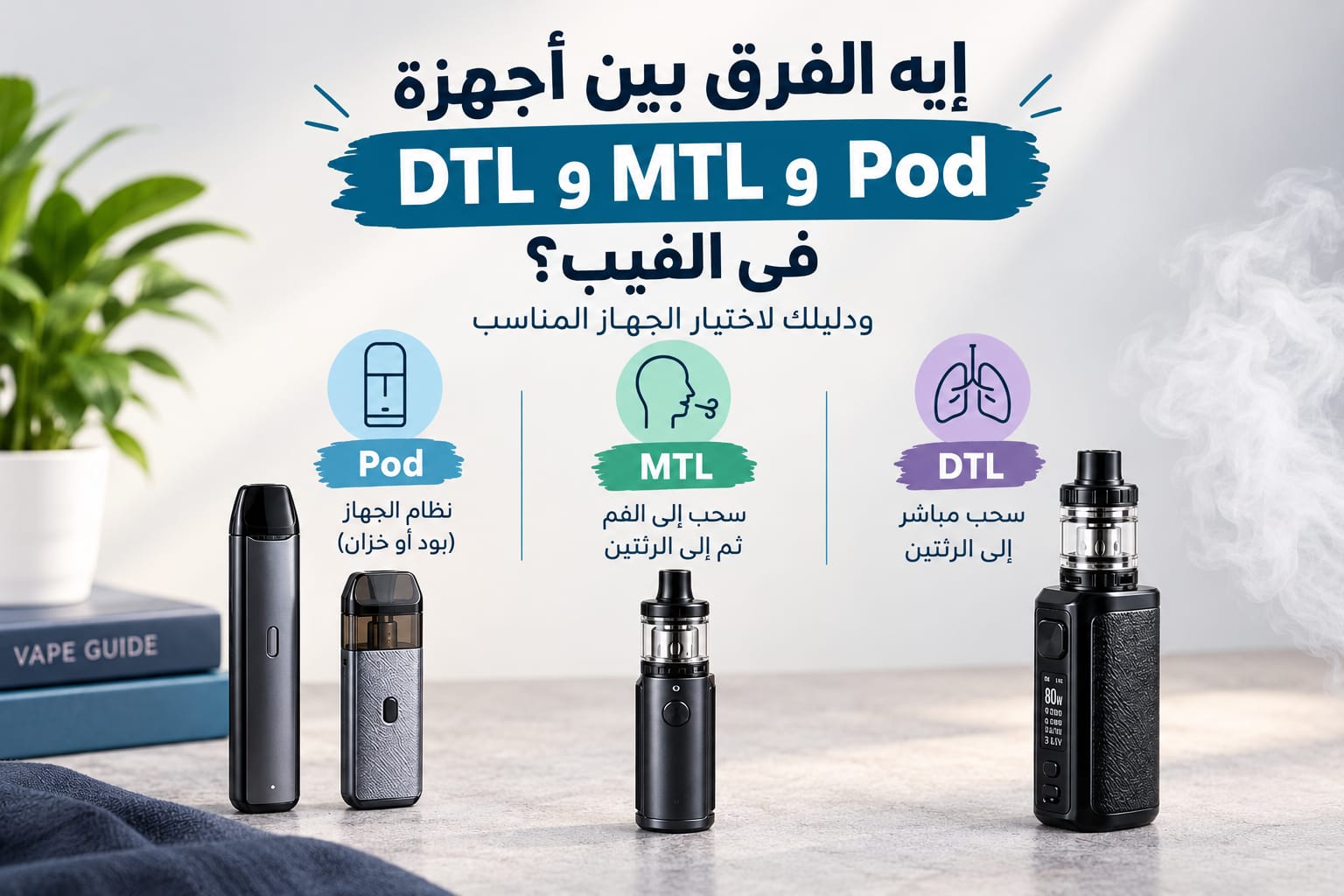 إيه الفرق بين أجهزة Pod وMTL وDTL في الفيب؟ دليلك لاختيار الجهاز المناسب
