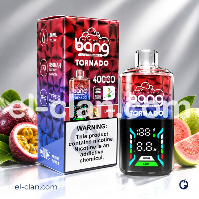 Bang Tornado 40k Love66 Disposable باشون فروت بطيخ كانتلوب نعناع