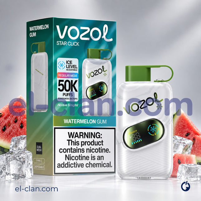 Vozol Star Click 50K Super Cool Watermelon Gum Disposable  لبان بطيخ ساقع