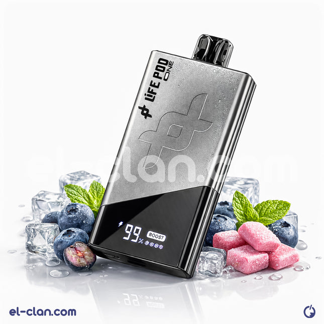 فيب Life Pod Ice Boost 40k بلو رذ ولبان توت ساقع، عبوة ديسبوسبل مع تصميم ألوان زاهية