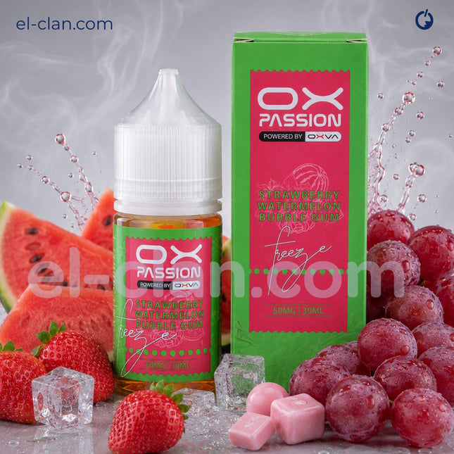 OX Passion SaltNic Super Cool Strawbery Watermelon Bubble Gum لبان بطيخ فراوله ساقع
