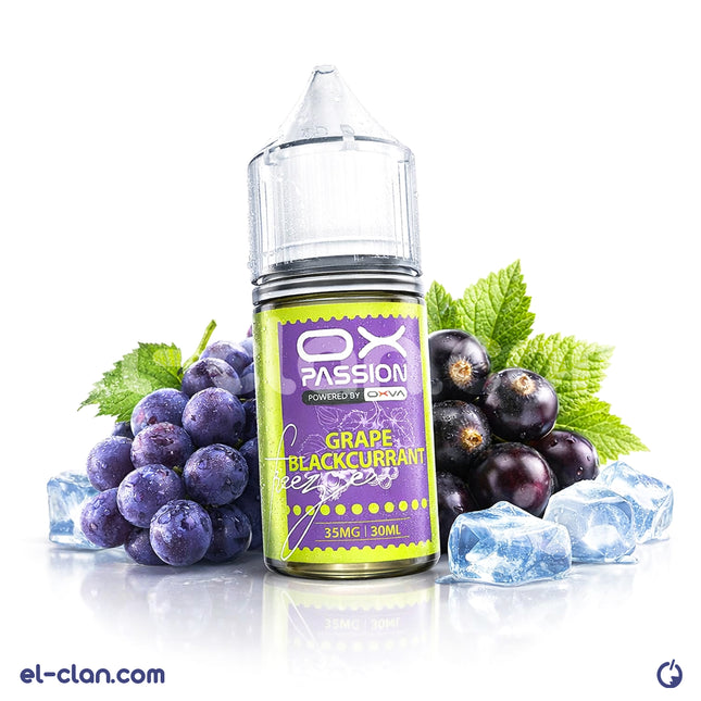 سائل فيب نيكوتين أكسفا بلس عنب أسود وتوت بري منعش، عبوة مستوردة من أوبس باور سولت نيكوتين