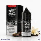 Nasty SaltNic Tobacco Vanilla Silver Blend vape liquid in a clear bottle, showing the NASTY JUICE branding and label.