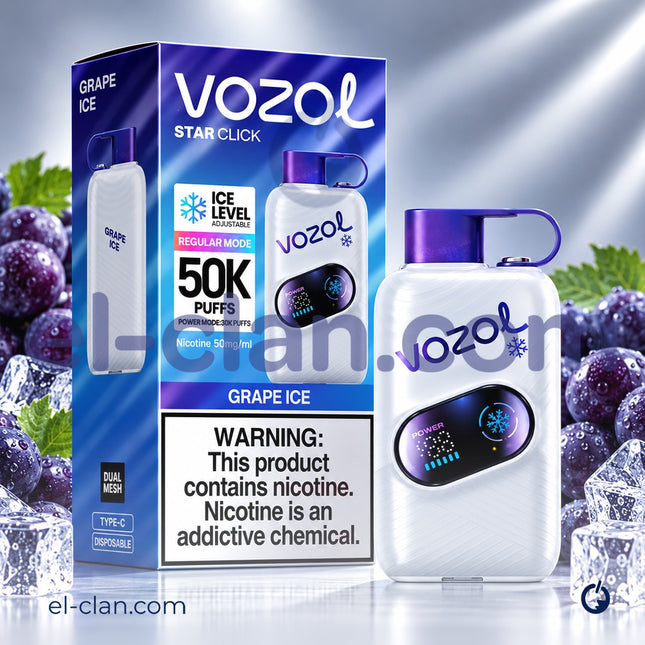 Vozol Star Click 50K Super Cool Grape Ice Disposable  عنب ساقع