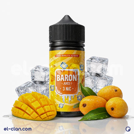 Baron SaltNic Ice Mango vape juice in 30ml bottle, featuring mango flavor with cooling menthol, local e-liquid for vaping.