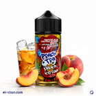 نقطة سائلة من Ramp E-Juice بنكهة شاى الخوخ المثلج، فيب ليكويد محلي، تظهر زجاجة مع طعم الخوخ والشاي المثلج