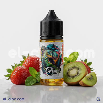 سائل فيب نيكوتين طاقة بنكهات كيوي وفراولة من ماركة Energy E-Juice، يظهر عبوة السائل في الصورة