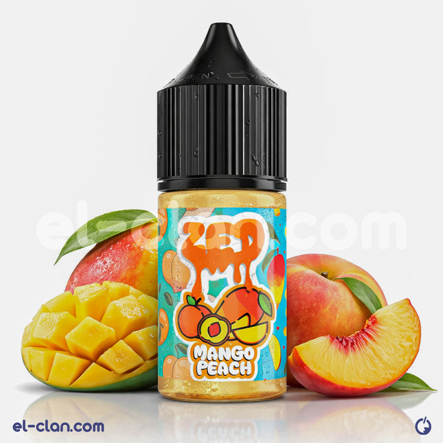 زبدة فيب نكهة مانجو وخوخ من ZED E-Liquid، عبوة ليكويد محلي بنكهة فاكهة منعشة وواضحة في الصورة