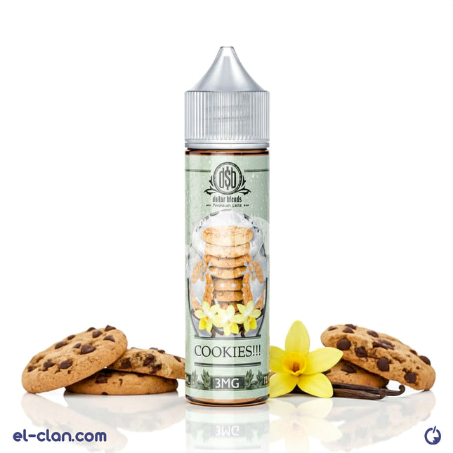 Dollar Blends Cookies فيب ليكويد محلي by DollarBlends E-Juice, showing a bottle of flavored vape liquid with cookie imagery.