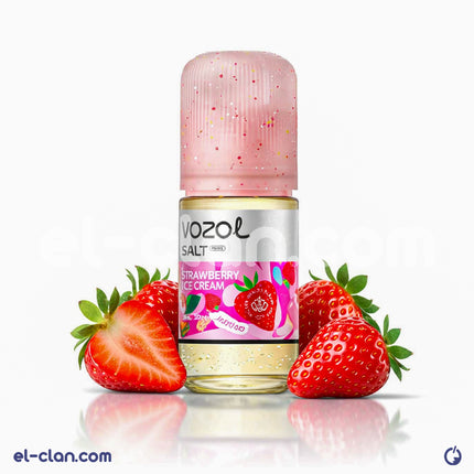 سائل فيب نيكوتين فواكهة بالفراولة وآيس كريم من Vozol E-Juice، عبوة مستوردة للفيب والليكويد.