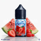 Rozetta Ice Straw Melon and Strawberry flavored vape juice in a liquid form, featuring a vibrant, colorful bottle with fruity graphics.