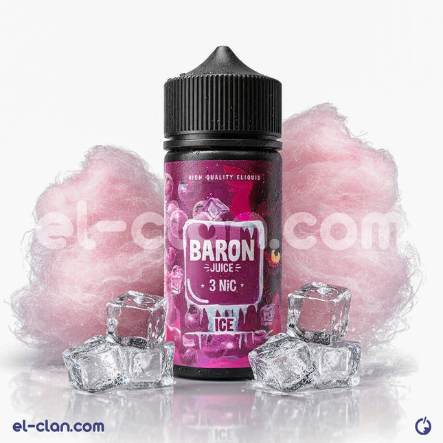 Baron E-juice Ice Pink Panther فيب ليكويد محلي, pink and white bottle with pink flavor branding and flavor description.