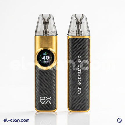 بطارية بود أوكسافا نيكسلم فيب هاردوير سوداء مع شعار أوكسافا واضحة في الصورة