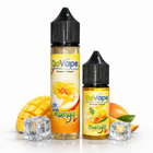نقطة تبخير نكهة مانجو ساقعة من DoVape، فيب ليكويد محلي بنكهات فواكه استوائية باردة، على خلفية شفافة.