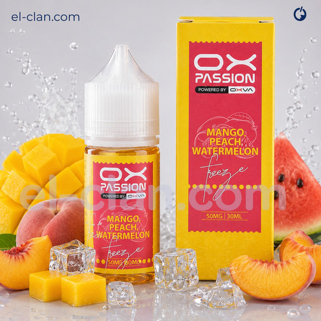 OX Passion SaltNic Super Cool Mango Peach Watermelon مانجو خوخ بطيخ ساقع