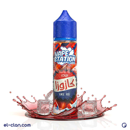 Vape Station فيب ستيشن كازوزا e-liquid bottle with colorful label for vaping, local vape juice by Vape Station E-Juice.