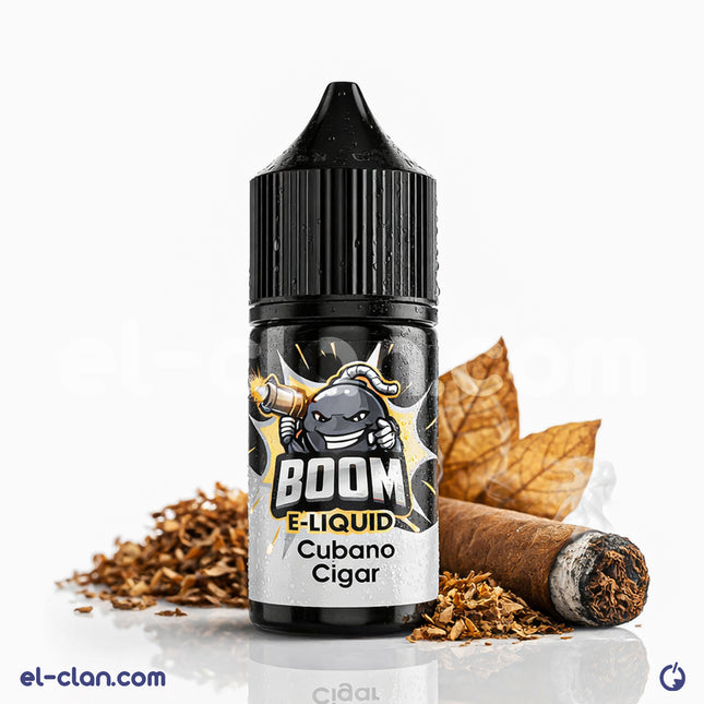 سيجار فيب فانيلا من Boom E-Juice، ليكويد محلي بنكهة السيجار الفانيلا في عبوة واضحة.