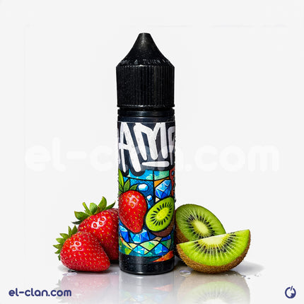 سائل فيب برائحة فراولة وتوت كيوي من Ramp E-Juice، زجاجة ليكويد محلي بعبوة أنيقة ومثالية للتدخين الإلكتروني