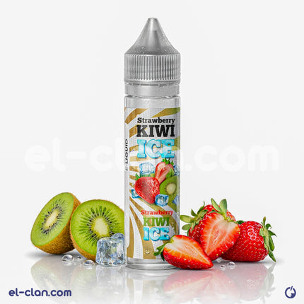 8Ball 8Ball E-Juice Kiwi Strawberry Ice flavored vape liquid in a bottle, showcasing vibrant fruit flavor packaging.