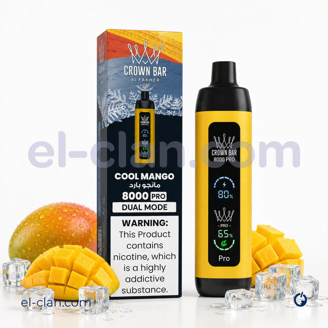 Crown Bar Alfakher Pro 8K Disposable  Cool Mango  مانجو ساقع