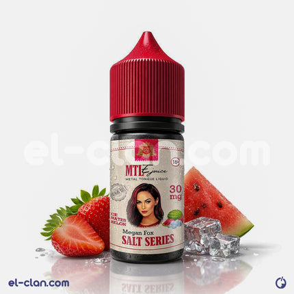 سائلة فيب بطيخ ساقع من ماركة Metal Tongue e-juice، سائل ملحي بنكهة البطيخ والمنعشة، معبأة في زجاجة.