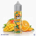 فيب ليكويد مانجو بالبرتقال من ماركة Mangoz E-Juice، زجاجة مملوءة بالنكهات الطازجة والمنعشة.