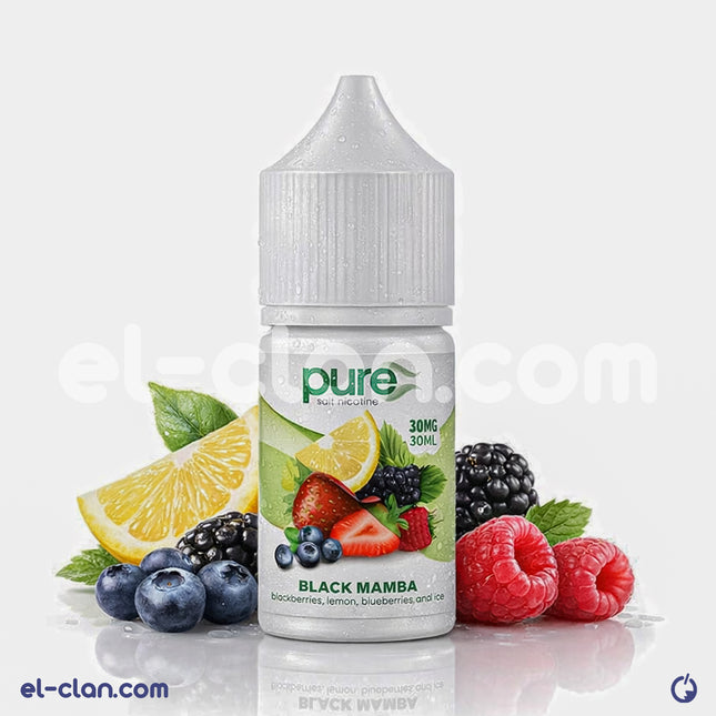 سائل فيب نكهة بلاك مامبا الأسود مع فراولة وتوت وليتوه ساقع من Pure E-Juice، عبوة 30 مل