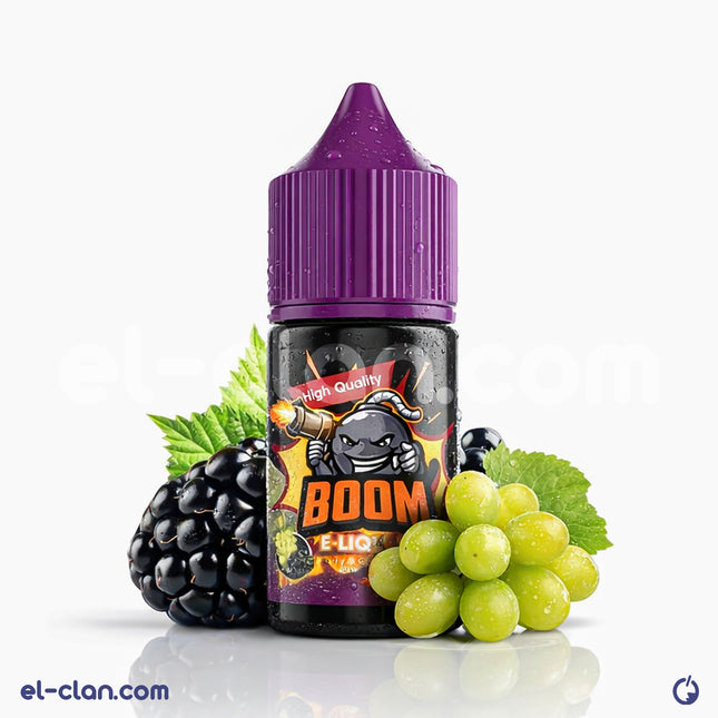 سائل فيب بنكهة توت وعنب من Boom E-Juice، عبوة ليكويد محلي بنكهة فريدة من نوعها.
