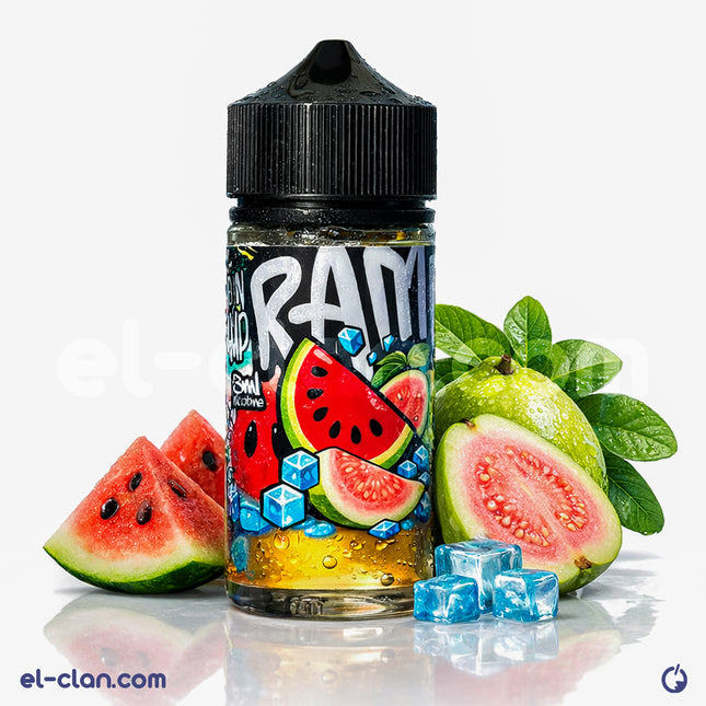 نقطة تبخير فيب بنكهة بطيخ وجوافة ساقعة من Ramp E-Juice، عبوة محلية ذات طعم منعش ومميز