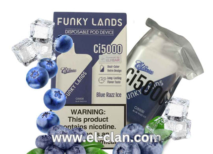 Funky Lands 5K Blue Razz Ice توت ازرق ساقع