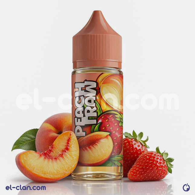 My Cloud E-Juice SaltNic in Super Cool Peach Straw flavor, featuring fresh peach and strawberry vapor in a sleek vape bottle.