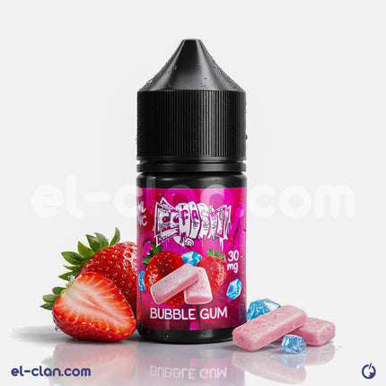 For Ca$h SaltNic Ice Bubble Gum flavored vape liquid by For Cash E-Juice, featuring pink bubble gum and icy menthol visuals.