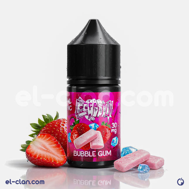 For Ca$h SaltNic Ice Bubble Gum flavored vape liquid by For Cash E-Juice, featuring pink bubble gum and icy menthol visuals.