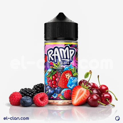 Ramp E-Juice Ramp Sugar Rush strawberry cherry frozen flavored vape liquid in a clear bottle with colorful label.