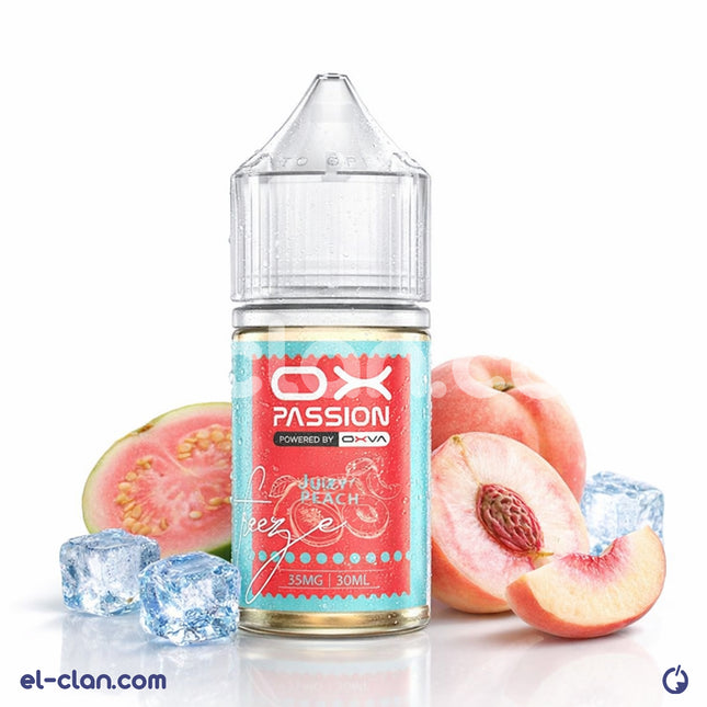 سائل فيب أوكس باشن سولت نيك نكهة خوخ كانتالوب ساقع من ماركة OXVA، عبوة زجاجية مع نكهة فاكهية منعشة