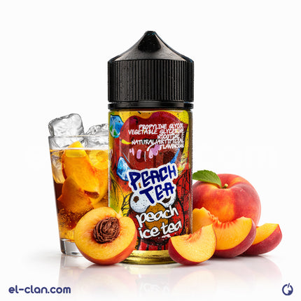 شاي مثلج بالخوخ منRamp E-Juice، فيب ليكويد محلي بنكهة الخوخ ومذاق منعش ومنعش في عبوة واضحة