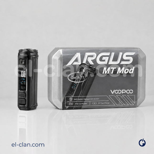 فاب هاردوير بود من Voopoo مع تصميم أنيق وواجهة واضحة، يمثل منتج Argus Mt Mod ارجوس ام تي مود.