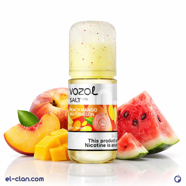سائل فيب نيكوتين من Vozol E-Juice بنكهة خوخ مانجو وبطيخ، عبوة مستوردة ومعبأة بشكل أنيق
