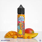 Vape Station Ice Mango inebriating vape juice bottle with vibrant mango and icy blue design, for use with vape devices.