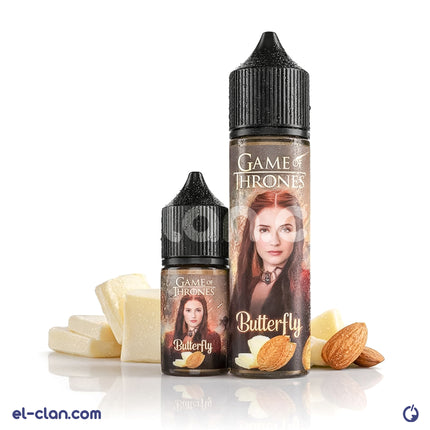 Game Of Thrones Butterfly توباكو زبده فيب ليكويد محلي from Game Of Thrones E-Juice, showing the bottle with butterfly and tobacco flavor labeling.