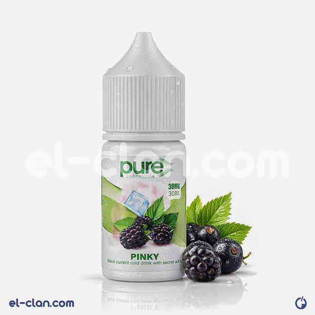 Pure Pinky توت غزل بنات فيب ليكويد محلي من Pure E-Juice, showing a vibrant pink liquid in a sleek vape bottle.