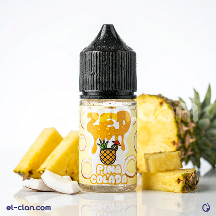 زبدة زيد بيلا كولادا فيب ليكويد محلي بنكهات أناناس وجوز الهند من زيد إي-ليكويد، يظهر زجاجة النكهة في الصورة