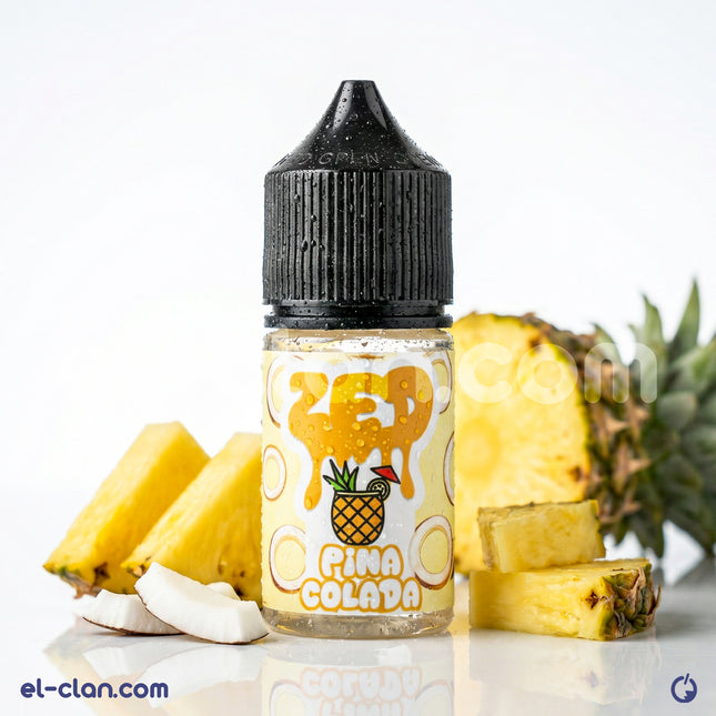 زبدة زيد بيلا كولادا فيب ليكويد محلي بنكهات أناناس وجوز الهند من زيد إي-ليكويد، يظهر زجاجة النكهة في الصورة