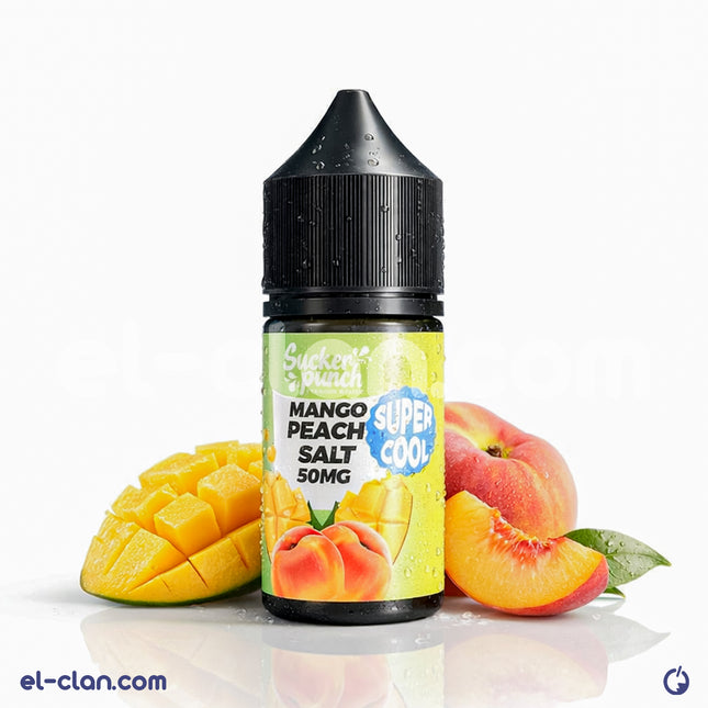 سائل فيب من Sucker Punch E-Juice بنكهة مانجو خوخ سوبر كول، عبوة 30 مل، ليكويد محلي لطعم منعش ومثير