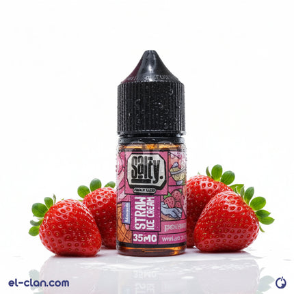Sprinkles Salty Straw Ice Cream vape liquid by Sprinkles E-juice, pink strawberry flavor in a 30ml bottle.