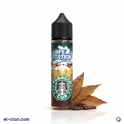 Vape Station E-Juice tobacco cup vape station فيب ليكويد محلي for vaping, featuring tobacco and coffee flavors.
