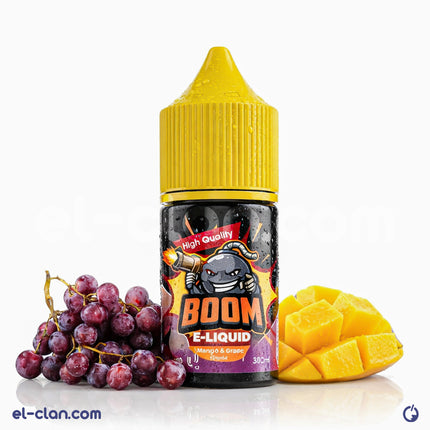نقطة فيب بطيخ مانجو وعنب من Boom E-Juice، عبوة ليكويد محلي بطعم مانجو وعنب منعش.