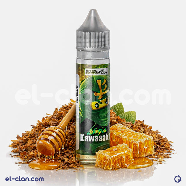 8Ball Ninja Kawasaki tobacco honey flavored e-liquid for vaping, local vape juice from 8ball E-Juice in a bottle.