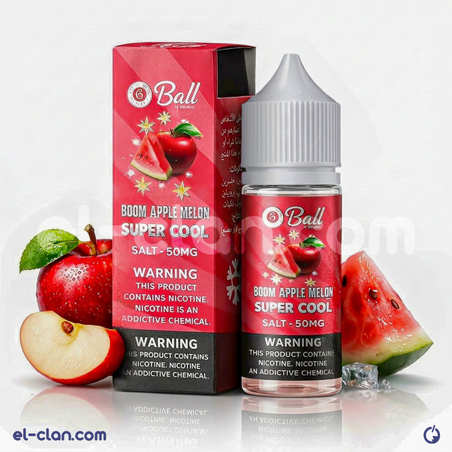 سائل فيب 8Ball سولت نيك بوم آبل ميلون نكهة تفاح وبطيخ باردة، عبوة ليكويد محلي من ماركة 8Ball E-Juice