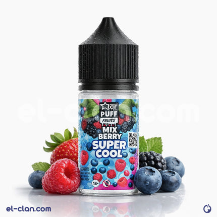 سائل فيب ليكويد Star Puff E-juice بنكهة توت ساقع جدًا، عبوة 60 مل، مع عبوة من السائل الإلكتروني بطلاء أزرق